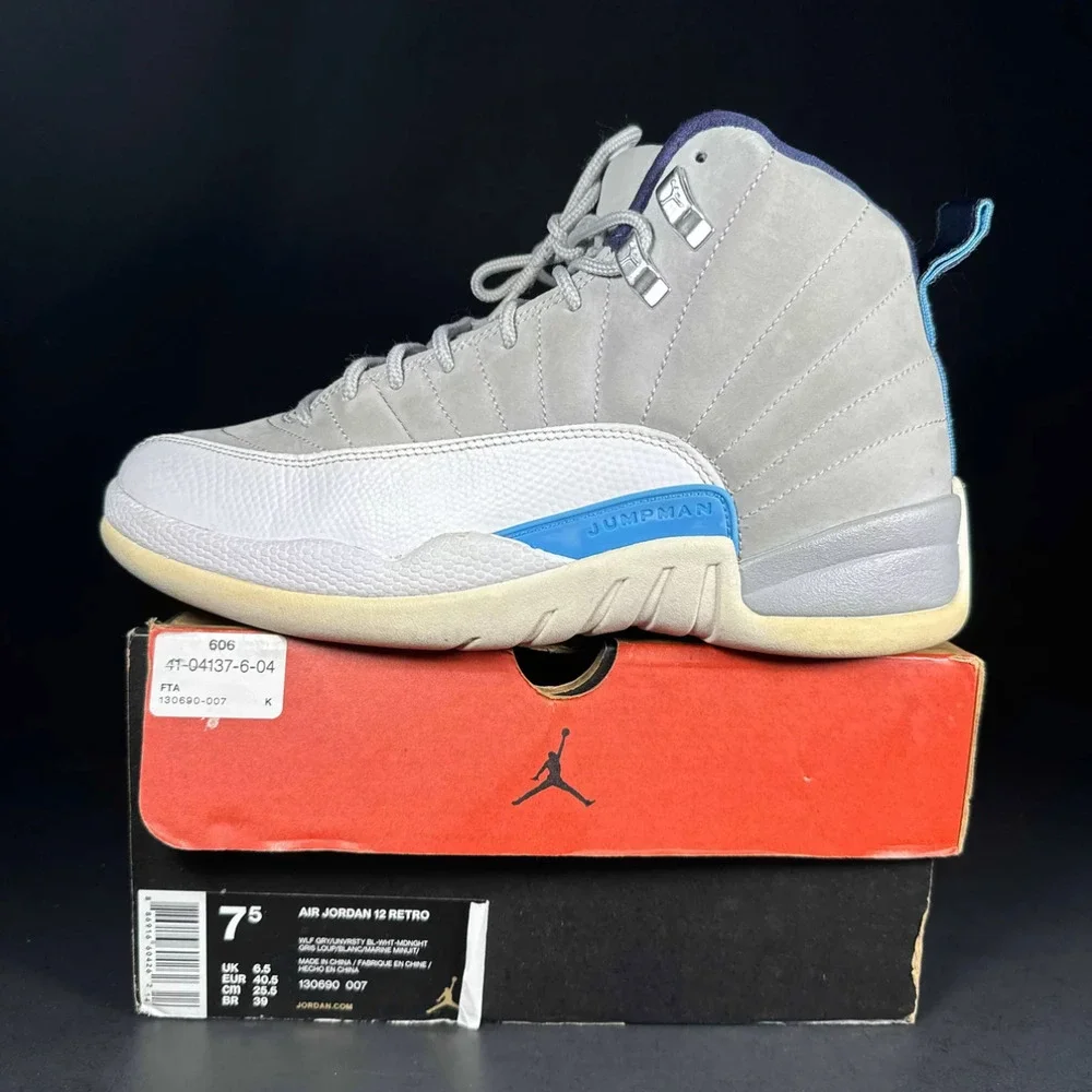 Size 7.5 - Air Jordan 12 Retro 'Grey University Blue' Sneakers_10